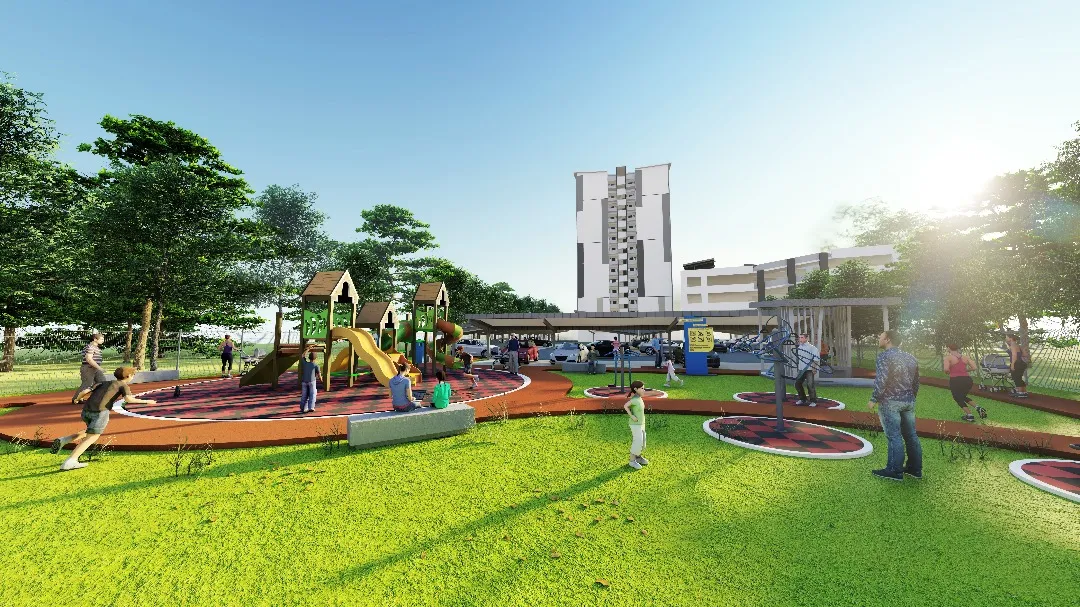 Children's playground and fitness area within the grounds