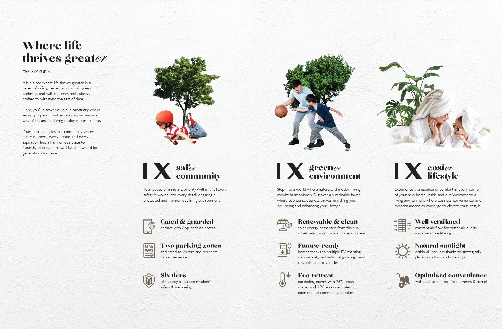 IX SURIA's three design pillars and nine homeowner benefits