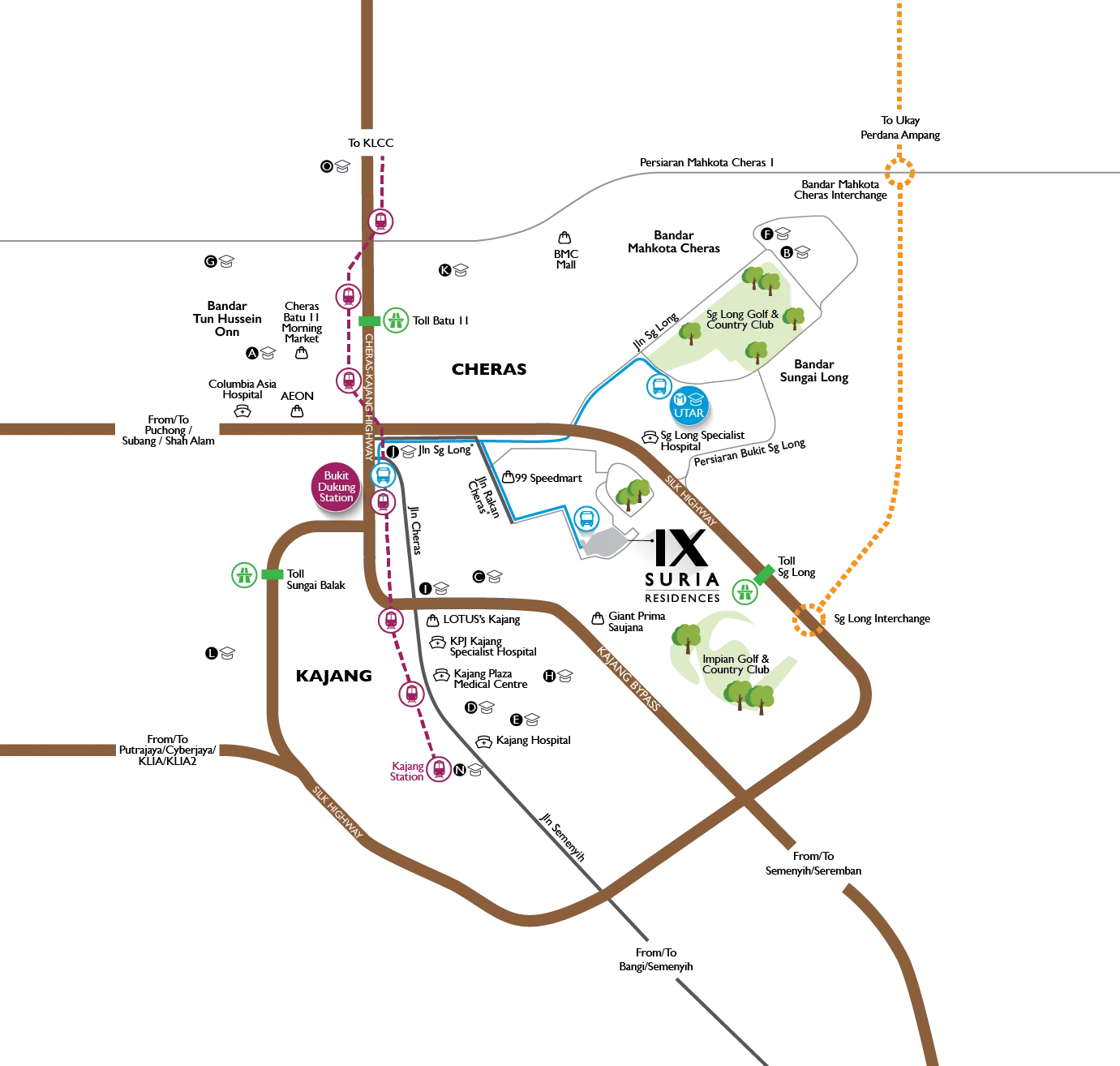 IX SURIA and the highways, MRT line and amenities nearby