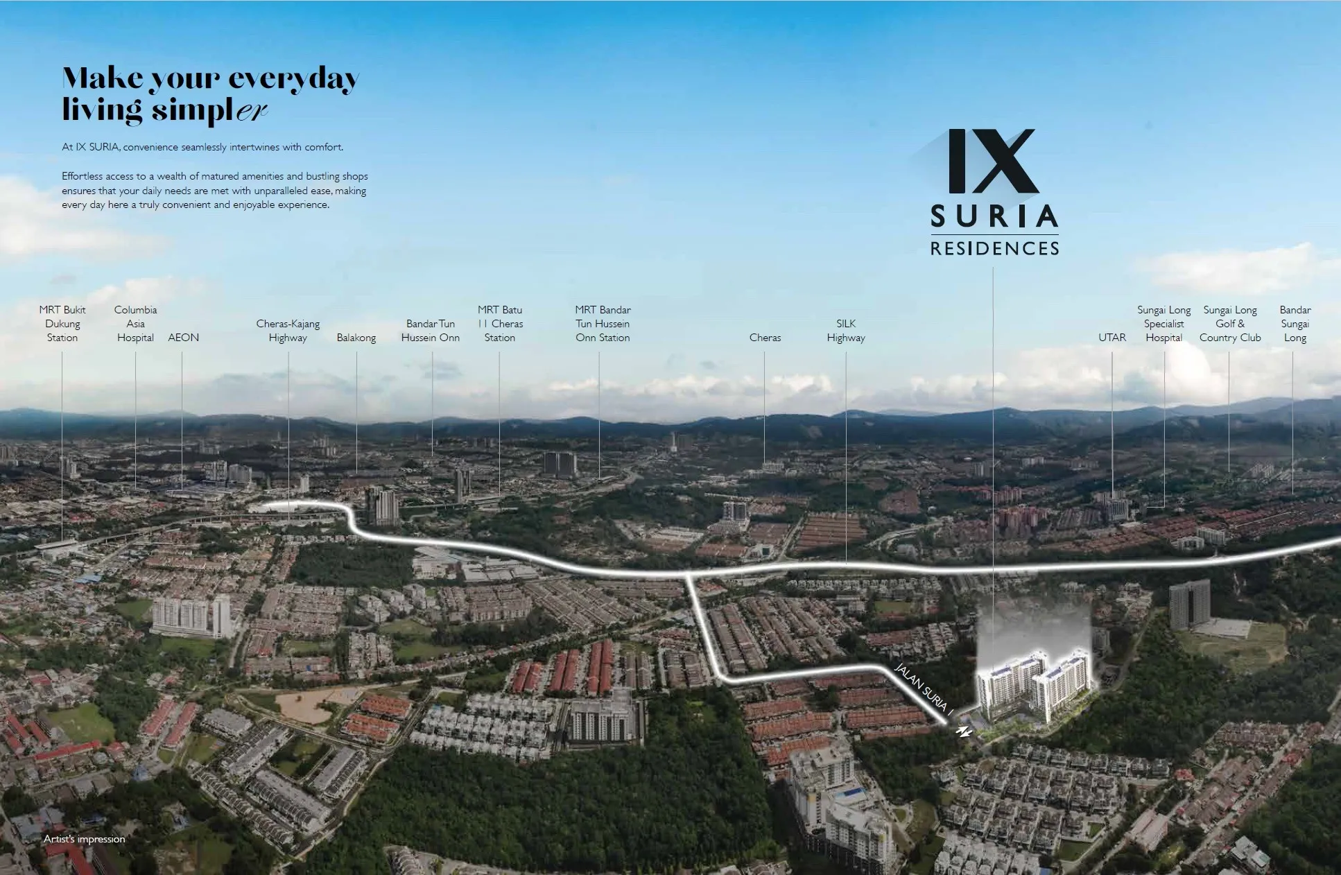 IX SURIA and the amenities, highways and MRT stations around it