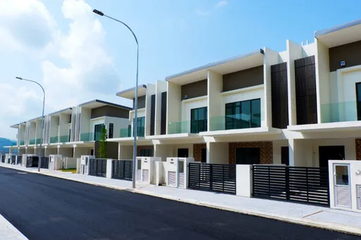 A street of completed double-storey terrace homes at OnePark, Taman Semenyih Idaman.